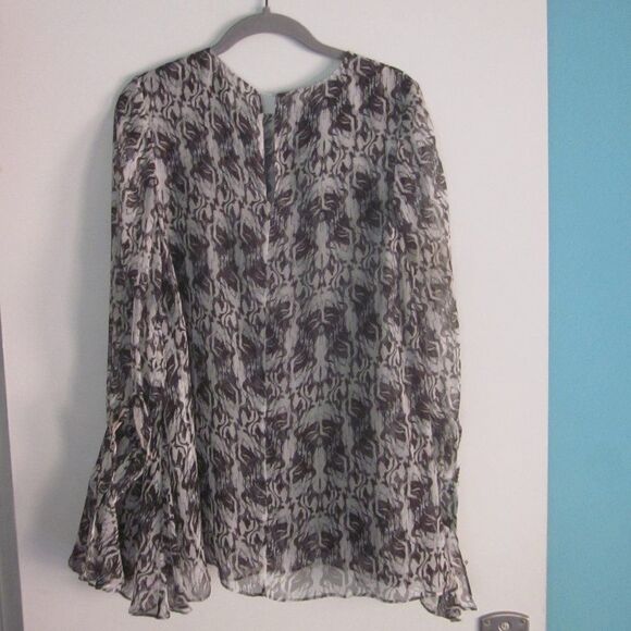 Thomas Wylde Silk Blouse Black & White Print Womens Size S Button Front Shirt - Picture 1 of 11